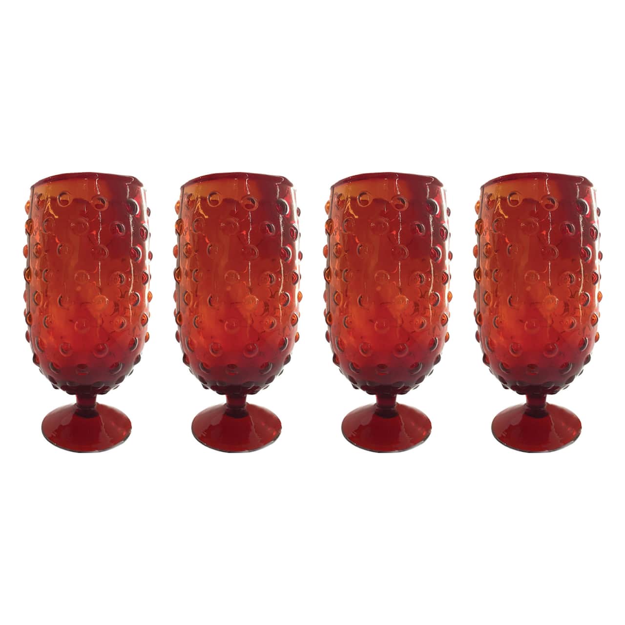Hello Honey® 12oz. Red Stemmed Hobnail Drinking Glasses, 4ct.